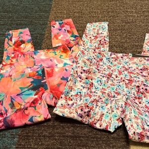 RBX Ankle length XS floral leggings with pockets 2 pair